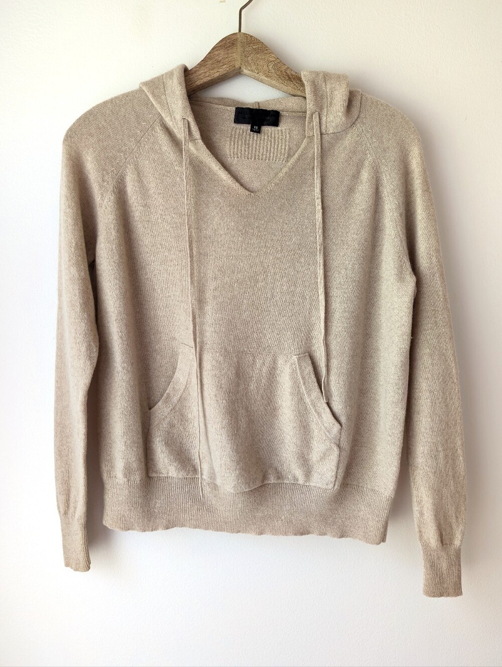 Nili Lotan 100% Cashmere Hoodie Sweater Oatmeal Beige XS SOFT Minimalist